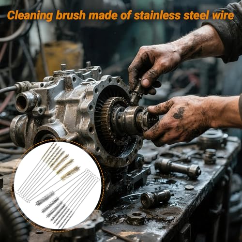 RAWILL 16Pcs Tube Cleaning Brush, Brass Stainless Steel Engine Cleaning Brushes, 12 Inch Long Round Wire Pipe Cleaner for Deep Pipes, Auto Parts, Engine Parts, 8 Sizes - color: 16 PC