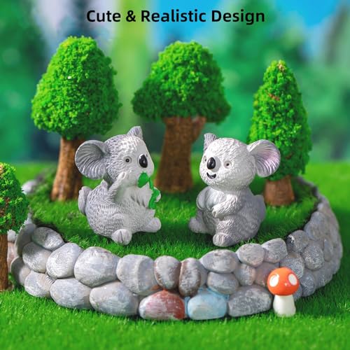 Koala Fairy Garden Accessories - Miniature Koala Figurines for Micro Landscape, Bonsai Craft, Cake Toppers, Desktop Decor, Fairy Garden, DIY,Car Decor, 6Pcs