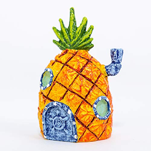 Penn-Plax Officially Licensed Spongebob Squarepants Aquarium Ornament – Pineapple Home (Mini/Small Size) – Perfect for Freshwater and Saltwater Tanks - size: Mini