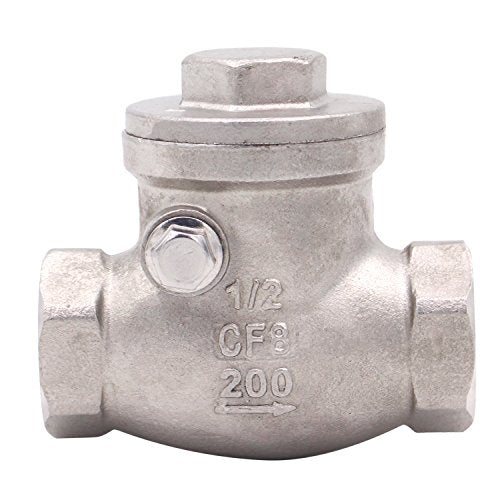 1/2 Inch Swing Check Valve - WOG 200 PSI Stainless Steel SS304 CF8M NPT - size: 0.5 Inch, style: Swing
