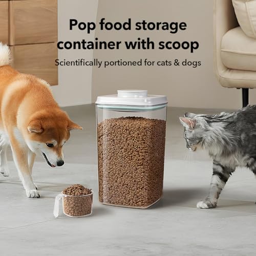 Ankou Dog Food Storage Container with 130ml Scoop – 4L/4.2qt Airtight Dog Food Container for Kibble & Treats, BPA-Free Cat Food Storage Container, Stackable Pop Lid Plastic Container with Lid - color: 4.2Qt