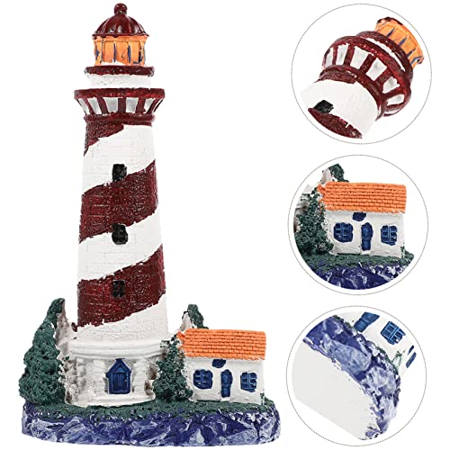 POPETPOP Mediterranean Style Simulation Lighthouse Decor Fish Tank Ornament for Landscaping Decoration Unique Observation Tower for Desktop Use