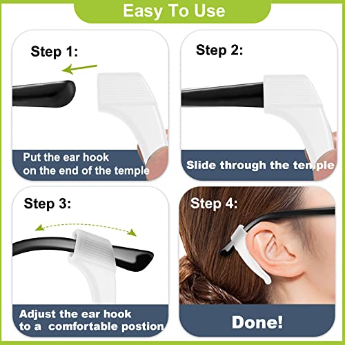 SMARTTOP 20 Pairs Anti-Slip Eyeglass Ear Grips Hook, Comfortable Silicone Elastic Eyeglasses Temple Tips Sleeve Retainer, Prevent Eyewear Sunglasses Spectacles Glasses Slipping (Clear) - color: Clear