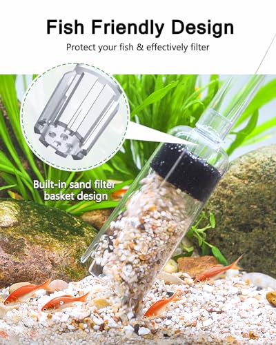 AQQA Aquarium Gravel Cleaner, 4-in-1 Upgrade Suction Power Manual Fish Tank Gravel Vacuum Cleaner Tools for Aquarium Water Changer with Water Flow Adjustment Use for Fish Tank Cleaning Gravel Sand