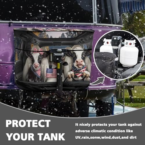 American Funny Cow 20lb RV Propane Tank Cover Heavy Duty Propane Gas Cylinder Cover Dust-Proof All Weather Protection - color: American Funny Cow, size: S(20LB)