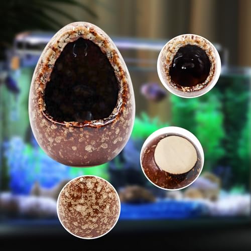 Fish Tank Decorations, 2 Pack Ceramic Broken Egg Ornaments, Aquarium Accessories, Decor for Fish Tank, Aquarium Decoration