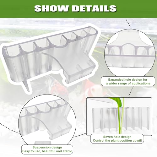 2 Pack 7-Hole Aquarium Plant Holder with Long Hook - Hanging Aquatic Plant Pot for Fish Tank, Versatile Plant Holder - Ideal for Aquascape Decorations on Top of Tank (Transparent) - color: Transparent