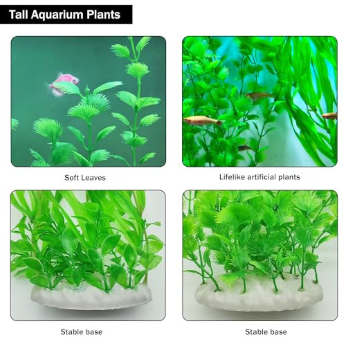 Artificial Aquarium Plants 23.6-26in, Extra Tall Fish Tank Plants for Large Tanks, Plastic Fish Tank Plant 2 Pack, Fake Aquarium Plant, Tall Decorations for Freshwater Aquariums(Green) - color: Green(style E)