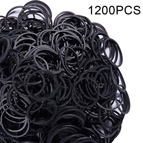 AMUU Rubber Bands1200pcs black small Rubber Band Mini Soft Elastic Bands for Braids Diameter 16mm rubber bands for Office Supplies School Home - color: Black-1200Pcs