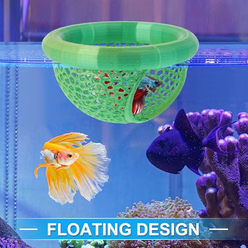 Betta Hideout Cave, Aquarium Floating Betta Hideout, Multi-Functional Betta Fish Hammock, Green - color: Green