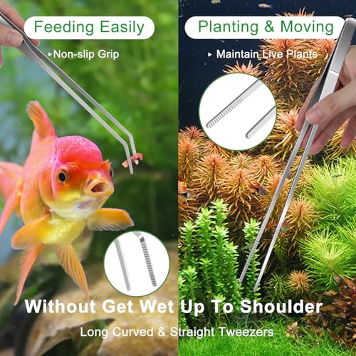 4Pcs Aquascaping Tools, Jeimier Aquascape Kit, Long and Strong Aquarium Tweezers, Scissors, Algae Scraper, Aquarium Plant Tools, Fish Tank Plant Trimming Kit