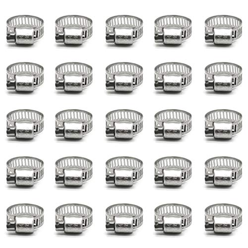 ZIPCCI Hose Clamp, 25 Pack Stainless Steel Worm Gear fuel line hose clamps, 13-19mm (1/2-3/4 inch) - size: 13-19mm