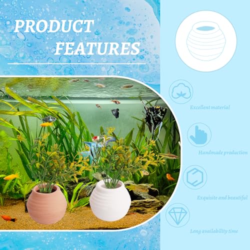 Saim Aquarium Mini Ceramic Pots Decoration Fish Tank Accessories Anti-Floating Aquarium Plant Weights Plant Holder for Fish Tank