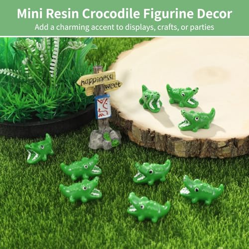 OMISTAR 50Pcs Mini Resin Animal Miniature Figurines Bulk, Cute Green Resin Miniature Animal Ornaments for Micro Landscape, Fairy Garden, Cake Decor, Bookcase, Aquarium Accessories Bulk Set