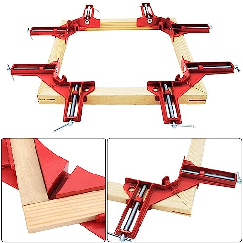 4Pcs 90 Degree Right Angle Clamp Aluminium Alloy Corner Clamps Adjustable Square Clamp DIY Woodworking Hand Tools for Picture Frames, Glass Holder, Fish Tanks, Cabinets