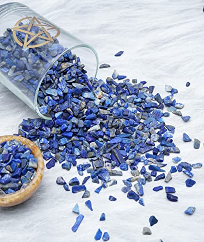 Crocon 1/2 LB Crushed Lapis Lazuli Chips Bulk Stones 1100+ Carats Natural Quartz Pieces Irregular Shape Gemstones for Gifts & Chakra Healing Crystals Home Décor Gifts for Women - color: #02 Lapis Lazuli Chips, size: 1/2 Pound