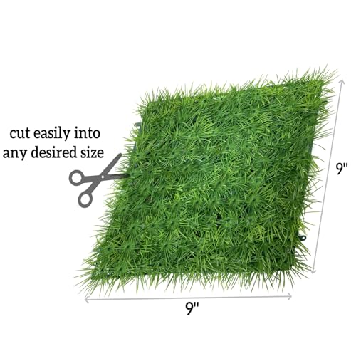 Aquarium Decor Artificial Plastic Lawn Grass,4PCS 9 inches Fish Tank Decorations, Easy Install Green Plants for Aquariums and Hermit Crab Climbing Habitats with 16 Suction Cups
