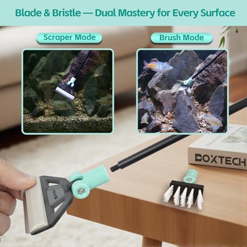 Aquarium Algae Scraper Cleaner with 5 Stainless Steel Blades – Fish Tank Glass Cleaning Brush for Easy Tank Maintenance