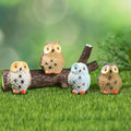4pcs Mini Resin Owls and 1pcs Branch, Miniature Owl Figurines for Fairy Garden Accessories, Plant Pot, Bonsai Craft Decor, Cake Topper, DIY Home Micro Landscape Ornaments - style: Owl and Branch