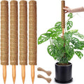 4 Pack 18 Inch Moss Pole, Stackable Moss Poles for Climbing Plants Monstera, Tall Plant Sticks Accessories, Large Coir Plant Support Stakes for Potted Plants Indoor, Pothos, Philodendron - size: 4 pack 18in