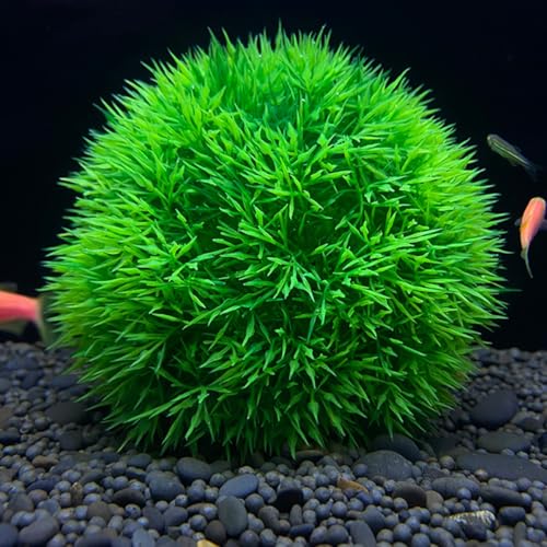 2Pcs Fish Tank Decorations 4.52In Aquarium Fake Plants Lifelike Simulated Water Grass Balls Underwater Crafts for Home Office Aquarium - size: 11.5x11.5cm