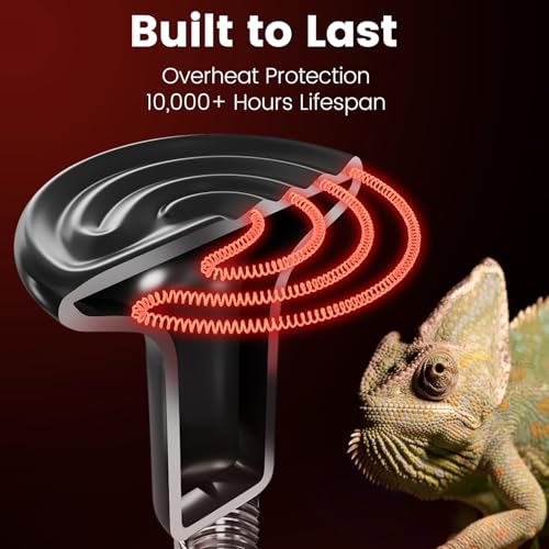 REPTITRIP Dual Reptile Light Fixture with 100W Daytime Heat Bulb & 100W Nighttime Ceramic Heat Emitter, 2 Independent Switches, Reptile Heat Lamp Combo Pack - No UVB - size: ST1