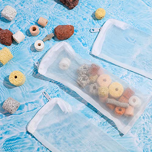 Geiserailie 15 Pcs Aquarium Filter Media Bags 150 Micrometer Fine Filter Bags Mesh Reusable with Zipper for Activated Carbon Resins (3.1 x 7.9 Inch) - size: 3.1 x 7.9 Inch