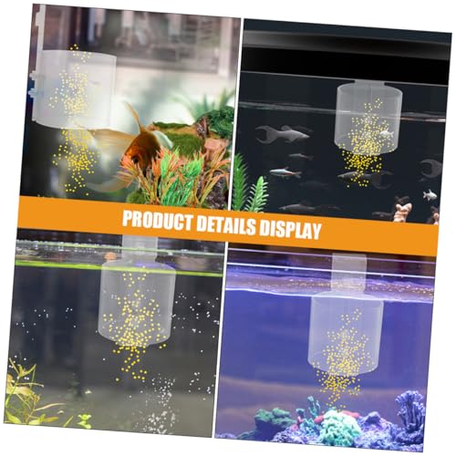 POPETPOP Aquarium Fish Food Feeder Ring Acrylic Fish Food Organizer for Betta Shrimp Turtle Feeding Tank with 80-Hook Floating Feeding Tool