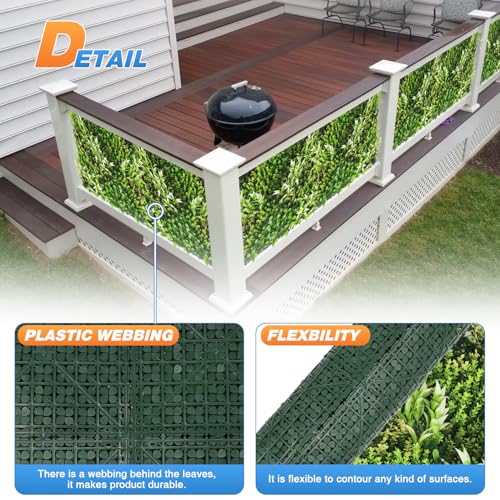 TANG 20"x20"-1PC Artificial Greenery Boxwood Panels Grass Wall Panel, Faux Privacy Fence Ivy Screens Backdrop Fake Hedge for Indoor Outdoor Wedding Décor, Style-13 - color: 20"x20" Panel-13, size: 20"x20"