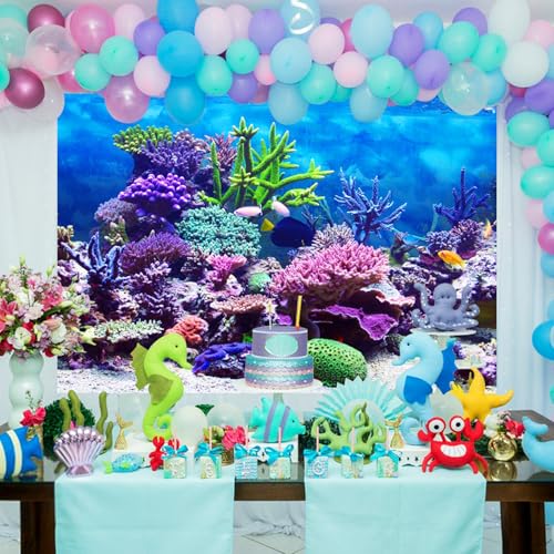 10x8ft Coral and Fish Under Sea Backdrop Aquarium Underwater World Tropical Seabed Atoll Reef Background for Photography Marin Ocean Diving Summer Boy Girl Portrait Photo Studio Props Vinyl - size: 10x8ft