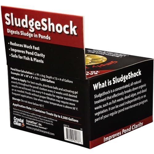 CrystalClear SludgeShock, Outdoor Fish Ponds & Water Garden Sludge Control, Backyard Koi Pond Beneficial Microbe Balls, Enzyme Muck Reducer Treatment