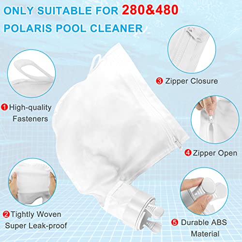 AMI PARTS Pool Cleaner Bags 2 Pack, Leaf Bag with Zipper, Fit for Po.laris 280 480 K13 K16, Universal Replacement Filter Bags