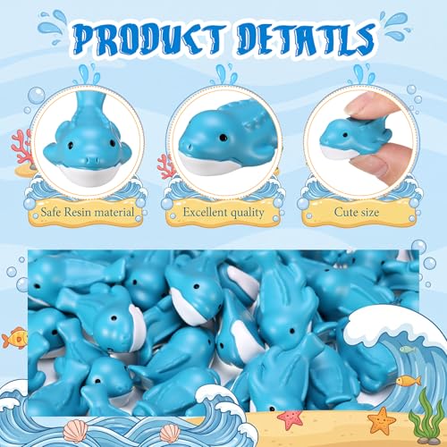Geelin 50 Pcs Mini Resin Mosasaurus Figurines Tiny Resin Figurines Small Sea Dinosaur Ornament Charms Figure Tiny Ocean Animals Crafts for Dollhouse Landscape Aquarium Garden Desktop Ocean Party