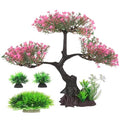 Beaupretty 1 Set Artificial Aquarium Plants Pink Cherry Blossom Tree Decor Fish Tank Tree Decorations Plastic Realistic-Plants Turtle Tank Plants Aquatic-Plants Grass Flowers