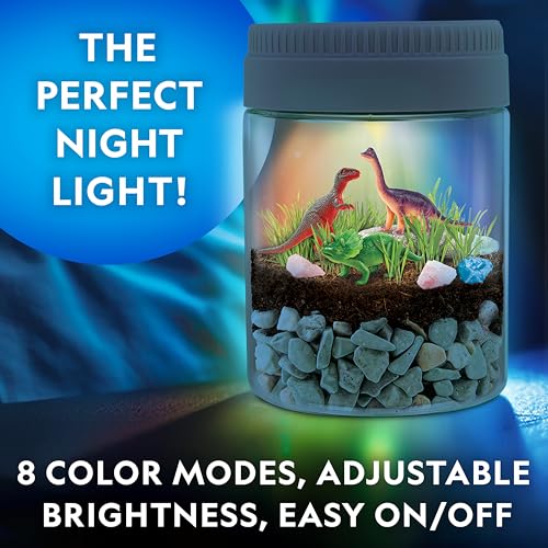 National Geographic Dinosaur Terrarium Kit for Kids – Multicolor Light-Up Terrarium, Build a Dino Habitat with Real Plants & More, Science Kit, Dinosaur Toys for Kids - style: Dino Habitat