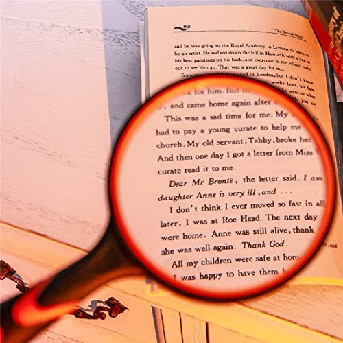 Magnifying Glass 10X Handheld Reading Magnifier with Cleaning Cloth-100MM 4INCHES Large Magnifying Lens with Non-Slip Soft Handle for Seniors Book Newspaper Reading and Kids Nature Hobby Exploration