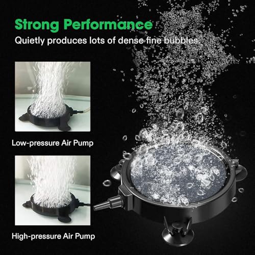 SLOCME 4 Inch Aquarium Air Stone 2 Pack – Round Oxygen Diffuser with Suction Cups, Produces Fine Bubbles for Fish Tank, Hydroponics & Aquatic Plants