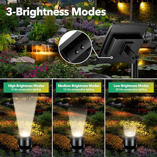 POPOSOAP 3-in-1 Solar Pond Lights, Warm White Underwater Pond Lights, IP68 Waterproof LED Fountain Lights for for Pond, Fountain, Pool Waterfall Decoration Garden Patio (3 Lights)-P63H - size: 3 Warm White Lights-Solar Powered