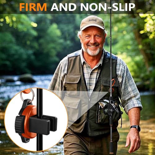 Fishing Rod Clip（Extra-Strength Version）, Wearable Fish Rod Holder， Fly Fishing Pole Holder Pole Clips Fly Fish Accessories - color: Orange