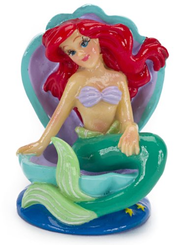 Penn-Plax Disney Ariel on Shell Throne, Aquarium Decoration - Durable, Mini Mermaid Ornament, Detailed Resin Figure for Betta Bowls, Small Fish Tanks or Nautical Displays, 2 Inches