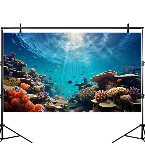 Under The Sea Fish Tank Background Deep Ocean Coral Reef Aquarium Background Undersea Rock Cave Sunray Terrarium Backgrounds Tropical Fish Ocean Aquarium Backdrop for Fish Tank Backgrounds 24x12in - color: Ocean Brown, size: 24(W)x12(H)inches/ 60(W)*30cm(