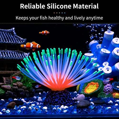 Uniclife Aquarium Imitative Green Sea Urchin Ball Artificial Silicone Ornament with Glowing Effect for Fish Tank Landscape Decoration - color: Green Sea Urchin