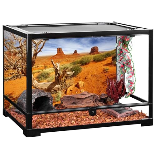 AWERT 36x18 inches Reptile Habitat Background Orange Desert Terrarium Background Durable Polyester Background - size: 36x18in/90x45cm
