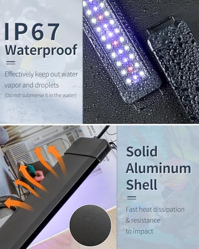 Pawfly 18 W Aquarium LED Light for 24 to 30 Inch Extendable Fish Tank Light with Full Spectrum Brilliant White Blue Red Lights with Daytime & Night Modes Timer Auto On/Off Adjustable Brightness - color: Basic with Timer, size: 24"-30"