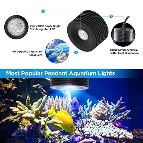 Lominie LED Aquarium Light, Nano Coral Reef Light Clip on Aquarium Light Full Spectrum Remote Control Fish Tank Lamp Dimmable for Saltwater Fish Tank (Saltwater) - color: A20 saltwater