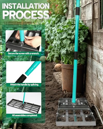 Lawn Leveling Rake, 30 Inch Yard Lawn Leveling for Soil with 78" Adjustable Steel Handle, Heavy Duty Effort Saving Landscape Lawn Leveler for Yard Garden Soil Sand Dirt Grass