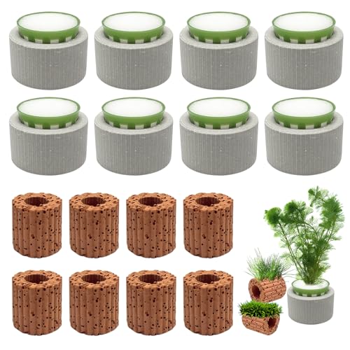Rainmae 16 Pack New Upgrade Aquarium Plant Weights, Aquatic Water Plant Fixed Rings, Water Plants Cultivation Fixed Ring Plant Pot, Landscape Ceramic Pottery Gravity Ring for Fish Tank Accessories - color: 16 Pcs