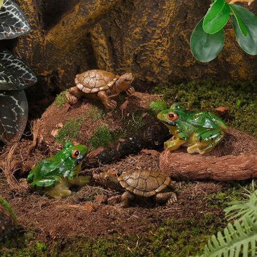 4pcs Miniature Green Frog Figurines Simulated Small Animal Resin Garden Sculpture Cute Funny Frogs Indoor Outdoor Realistic Statue for Micro Landscape Fish Tank Terrarium - style: Frog