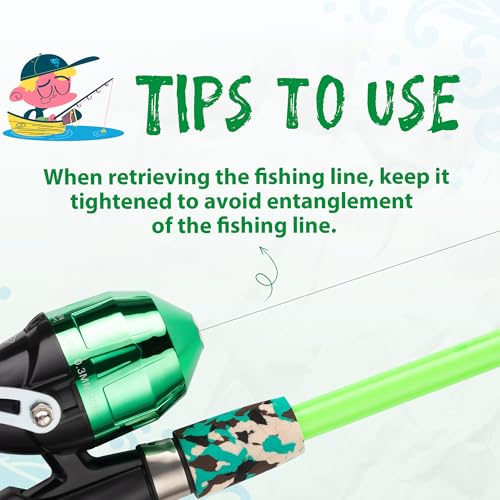 WIDDEN Kids Fishing Pole, Portable Telescopic Kids Fishing Poles for Boys and Girls, Fishing Rod and Reel Combo Kit with Tackle Box, and Fishing Net, Best Fishing Pole for Toddler Youth - color: Blue+Green