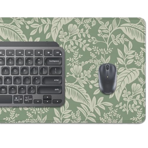 Green Plants Desk Pad Mouse Pad,Large Natural Fresh Mouse Mat with Stitched Edges,Non-Slip Rubber Base Elegant Mousepad for Office PC Keyboard Laptop and Home Work Desk Mat(27.5X11.8 in) - color: Green Plants